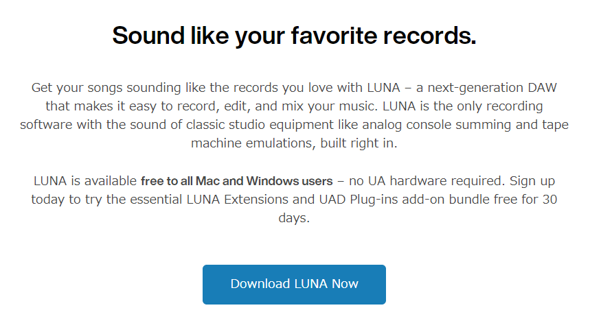 「Download LUNA Now」リンクをクリックして